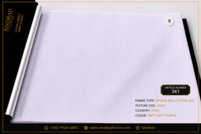 Article 361 Very Light Purple premium summer fabric made from 80% Tetron and 20% Cotton with a lightweight texture for custom Dishdasha tailoring.